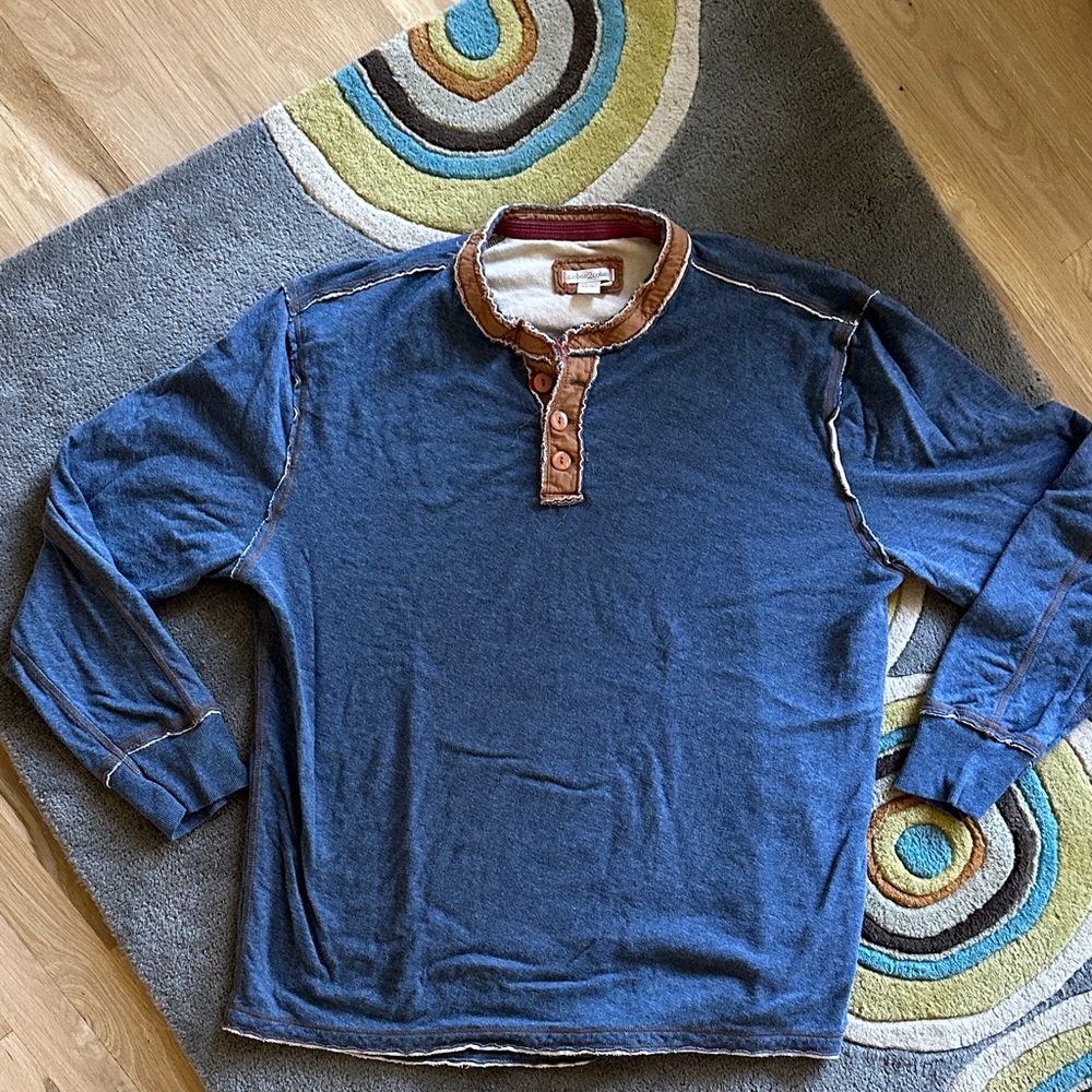 Carbon2Cobalt Men'’sBlue Henley Long Sleeve Shirt